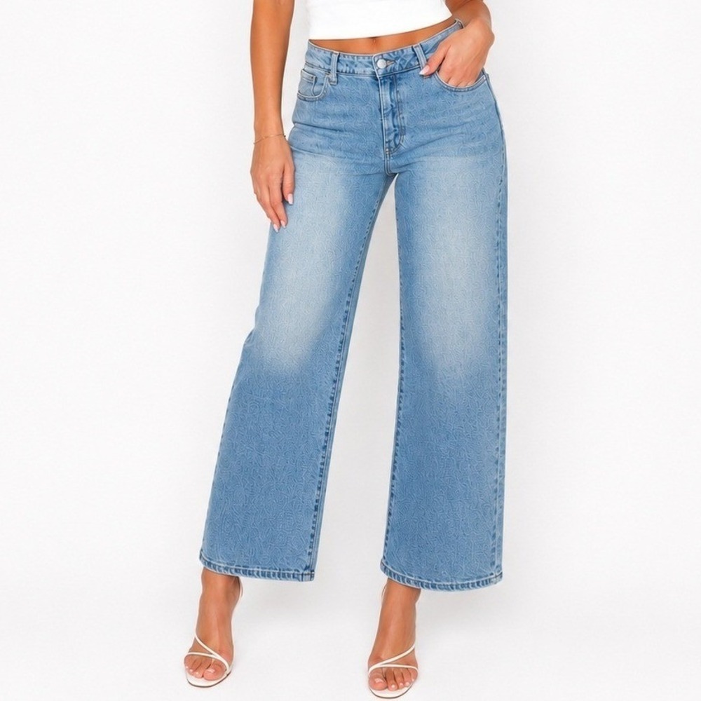 Just USA Luisa Slim Wide Leg Jeans Light Indigo Blue Size 31/12 NEW